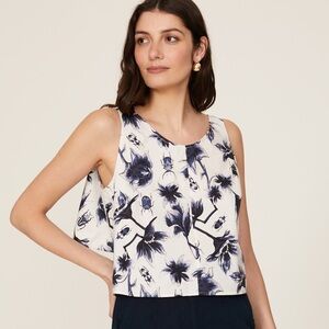 Osman Yousefzada x RTR Ruffle Back Top Beetle Floral Print Crop Sleeveless Sz 4